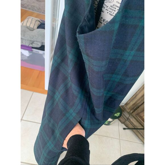 Harve Benard Wool Plaid Pinafore Midi Dress Green Tartan Jumper - Picture 4 of 9